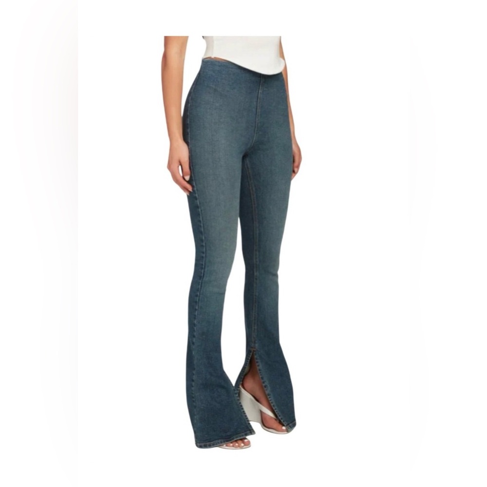 EB DENIM High-Rise Split Hem Flared Pull on Tommy Jeans jeggings side zip NWT